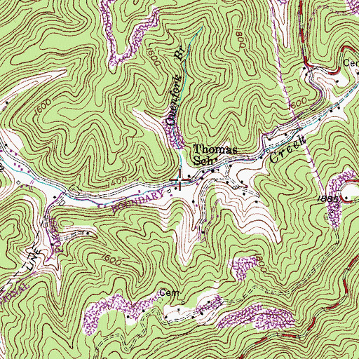 Topographic Map of Ovenfork Branch, KY