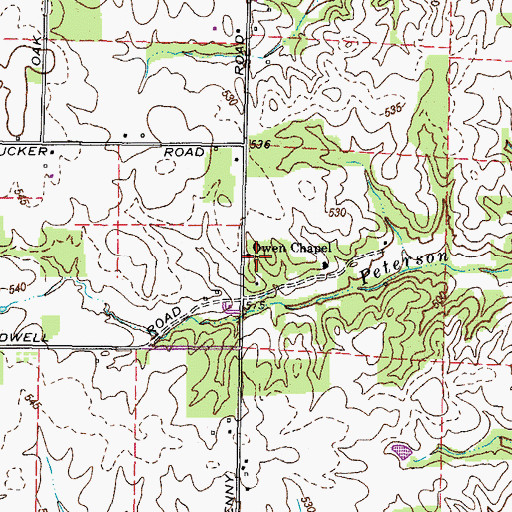 Topographic Map of Owen Chapel, KY
