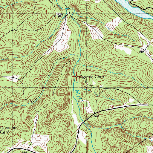 Topographic Map of Owens Cemetery, KY