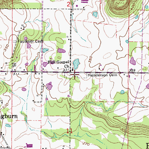 Topographic Map of Henderson Cemetery, AR