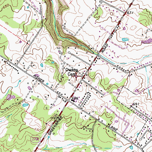 Topographic Map of Owens Cemetery, KY