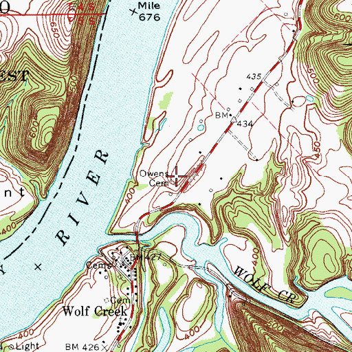 Topographic Map of Owens Cemetery, KY