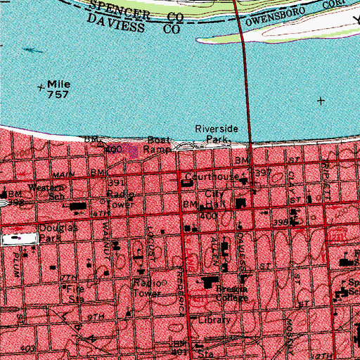 Topographic Map of Owensboro, KY