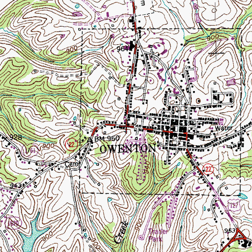 Topographic Map of Owenton, KY