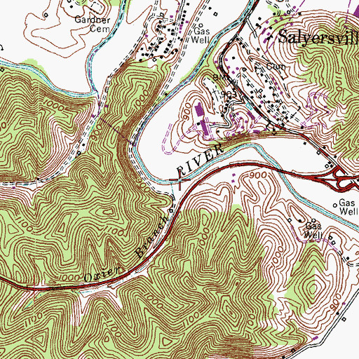 Topographic Map of Oxier Branch, KY
