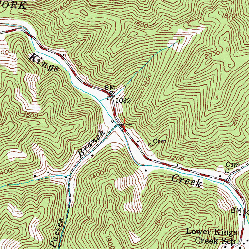 Topographic Map of Pacies Branch, KY