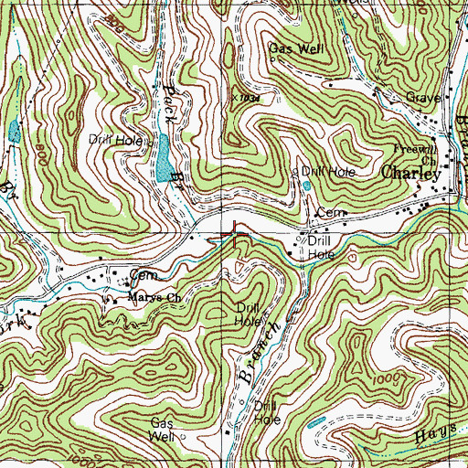 Topographic Map of Pack Branch, KY