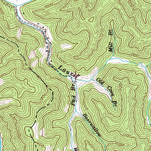Topographic Map of Pad Branch, KY