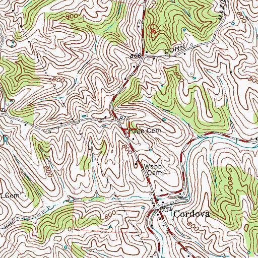 Topographic Map of Page Cemetery, KY