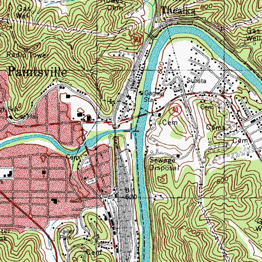 Topographic Map of Paint Creek, KY