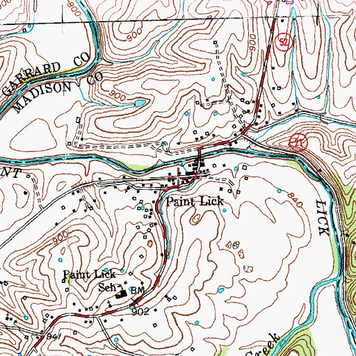 Topographic Map of Paint Lick, KY