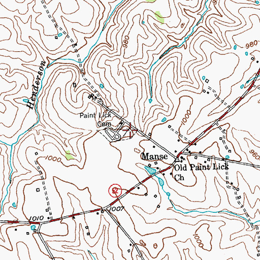 Topographic Map of Paint Lick Cemetery, KY