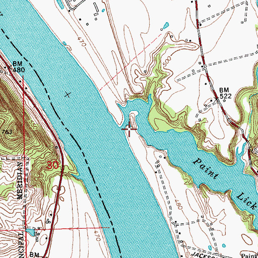 Topographic Map of Paint Lick Creek, KY
