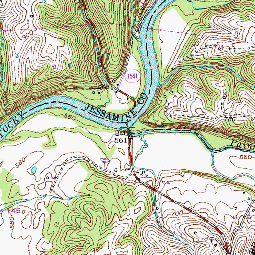 Topographic Map of Paint Lick Creek, KY