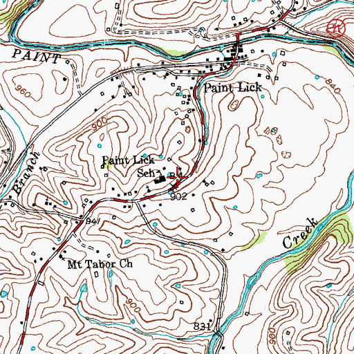 Topographic Map of Paint Lick School, KY