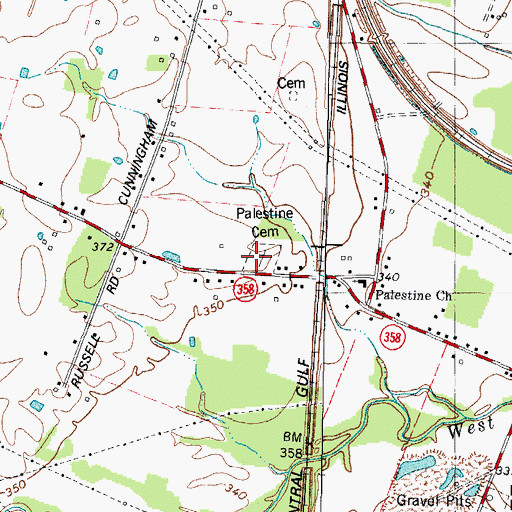 Topographic Map of Palestine Cemetery, KY