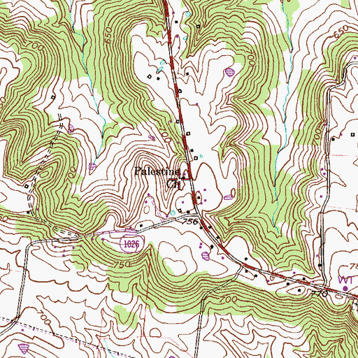 Topographic Map of New Palestine Baptist Church, KY