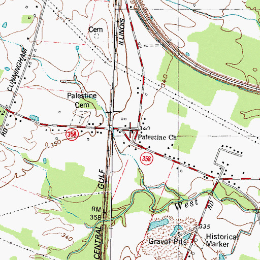 Topographic Map of Palestine Church, KY