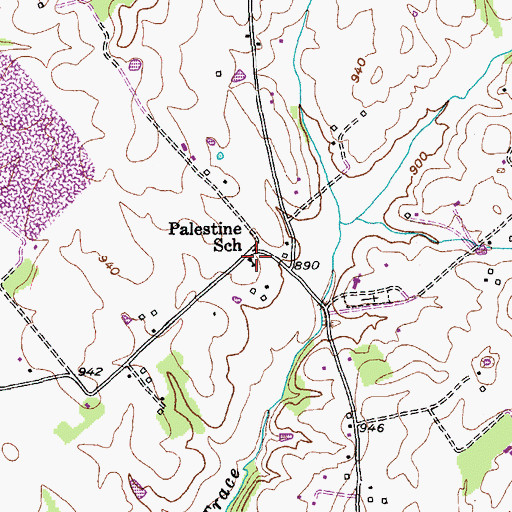 Topographic Map of Palestine School, KY