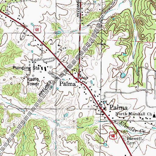 Topographic Map of Palma, KY