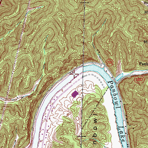 Topographic Map of Panbowl Lake, KY