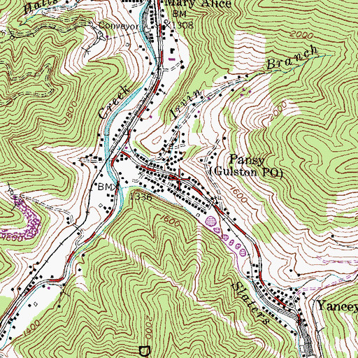Topographic Map of Pansy, KY