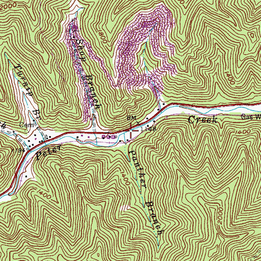 Topographic Map of Panther Branch, KY