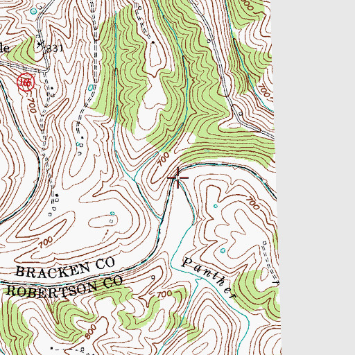 Topographic Map of Panther Creek, KY
