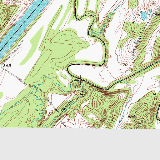 Topographic Map of Panther Creek, KY