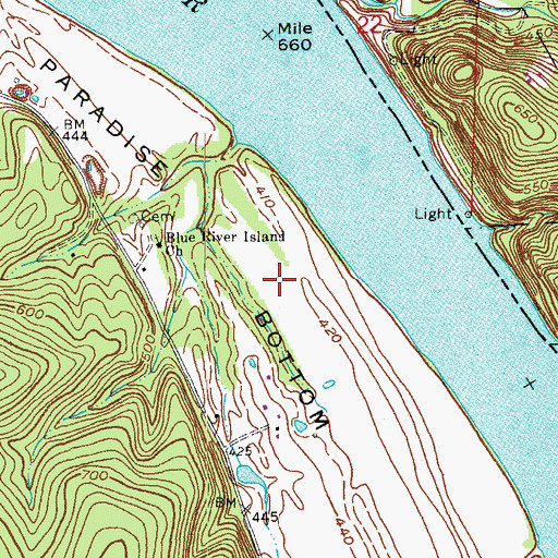 Topographic Map of Paradise Bottom, KY