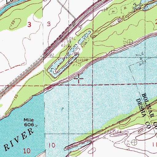 Topographic Map of Henrico Revetment, AR