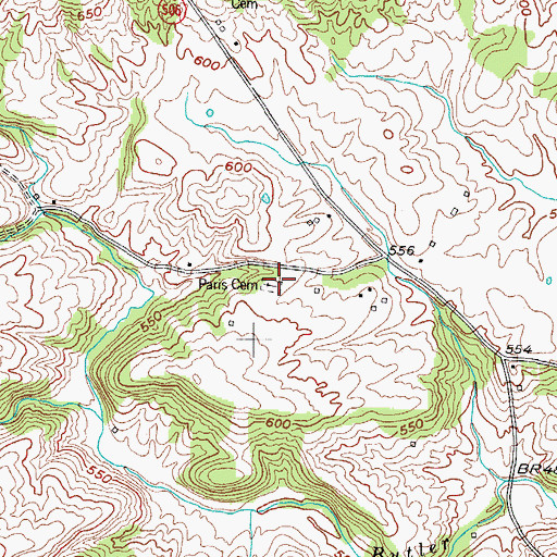 Topographic Map of Paris Cemetery, KY