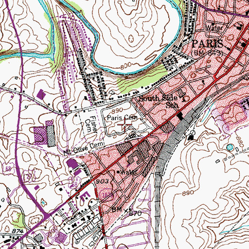 Topographic Map of Paris Cemetery, KY