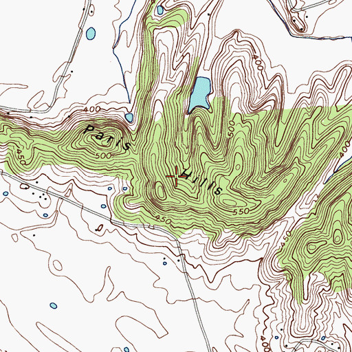 Topographic Map of Paris Hills, KY