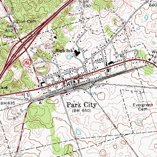 Topographic Map of Park City, KY