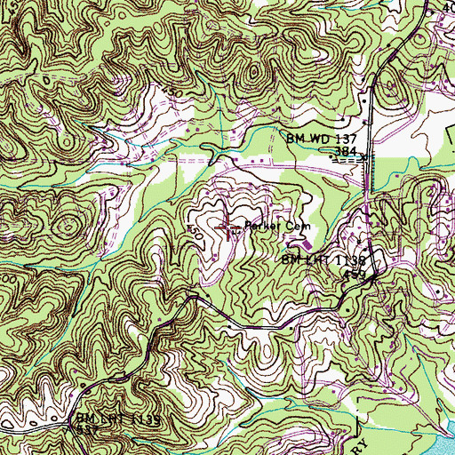 Topographic Map of Parker Cemetery, KY