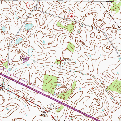 Topographic Map of Parker Cemetery, KY