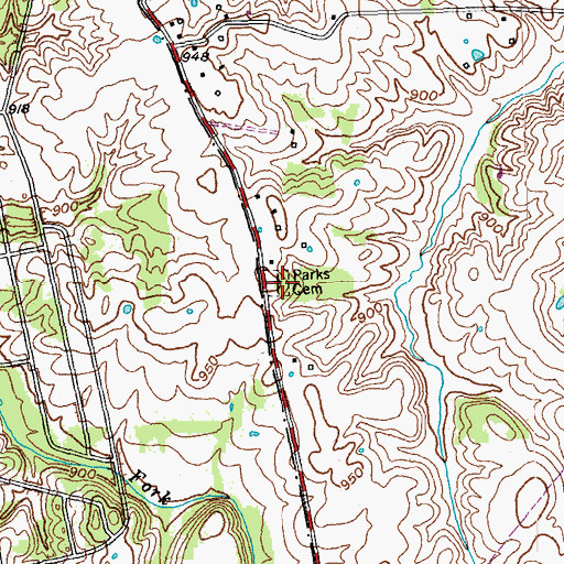 Topographic Map of Parks Cemetery, KY