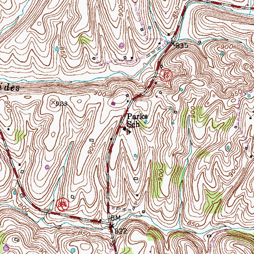 Topographic Map of Parks School, KY