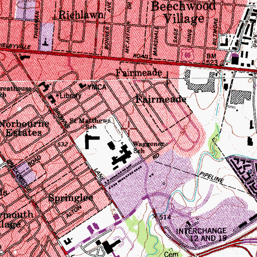 Topographic Map of Parkside, KY