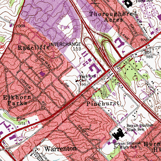 Topographic Map of Parkway Church, KY