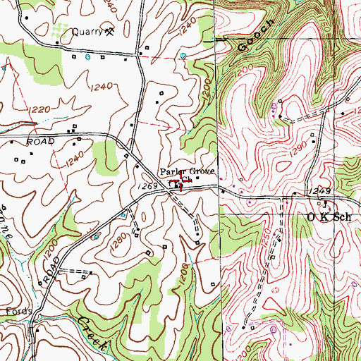 Topographic Map of Parlor Grove Church, KY