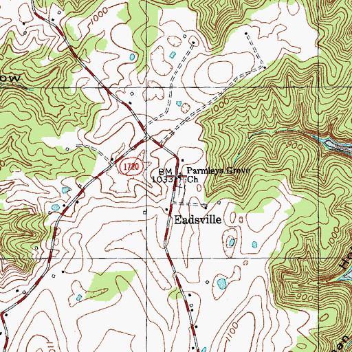 Topographic Map of Parmleys Grove Church, KY