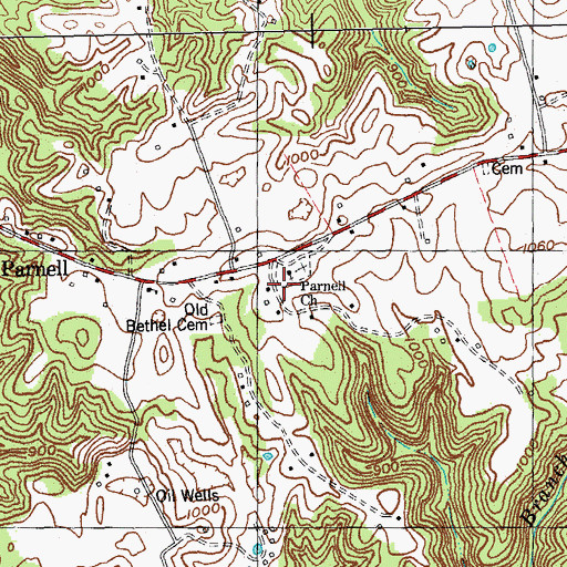 Topographic Map of Parnell Church, KY
