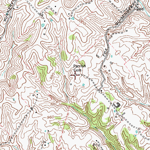 Topographic Map of Parrish Cemetery, KY