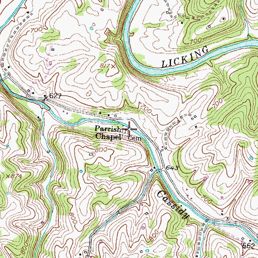 Topographic Map of Parrish Chapel, KY