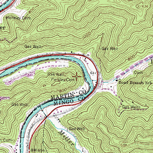 Topographic Map of Parsley Cemetery, KY