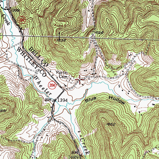 Topographic Map of Partin Cemetery, KY