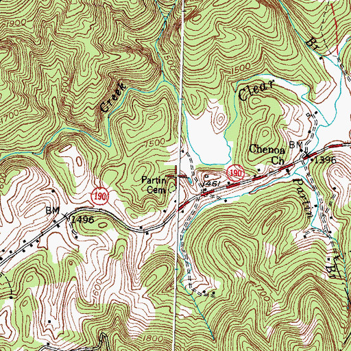 Topographic Map of Partin Cemetery, KY