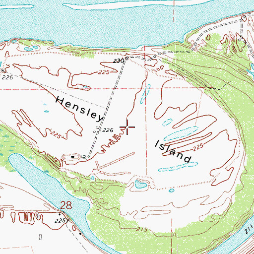 Topographic Map of Hensley Island, AR